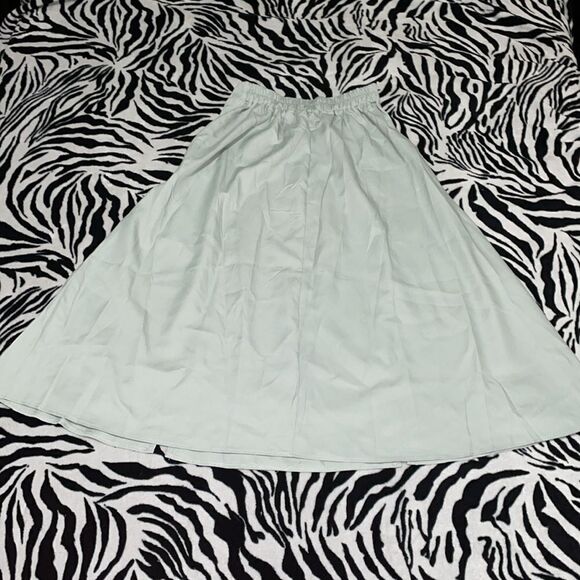 Vintage mint green front slit midi a line trad modest elegant high waisted skirt - Picture 5 of 11